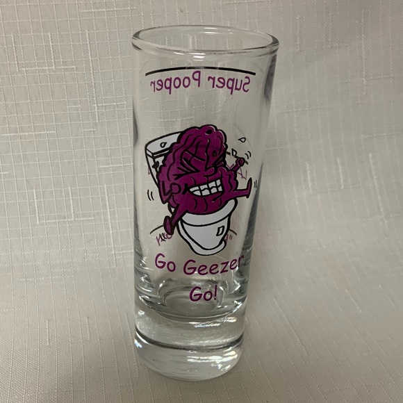 Poop Shot Glass Go Geezer Go Bathroom Gag Gift Senior Old Fart Collectible Prune - Picture 4 of 8